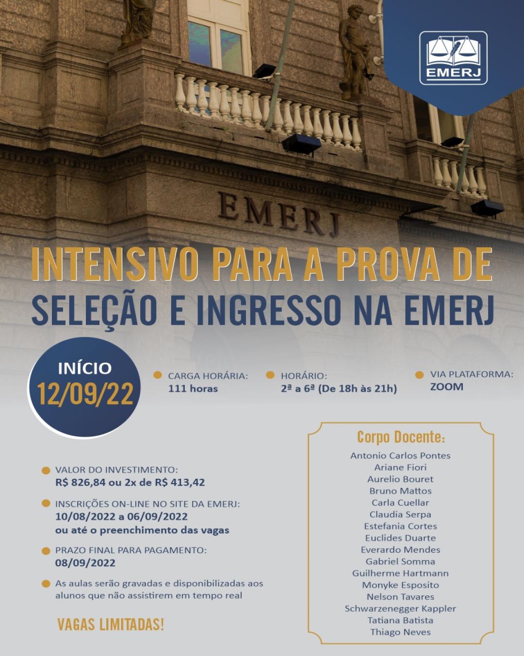 Imagem do banner principal do curso - INTENSIVO PARA O CONCURSO DE SELEÇÃO E INGRESSO NA EMERJ