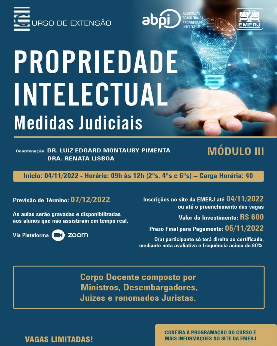 Imagem do banner principal do curso - PROPRIEDADE INTELECTUAL – MÓDULO III