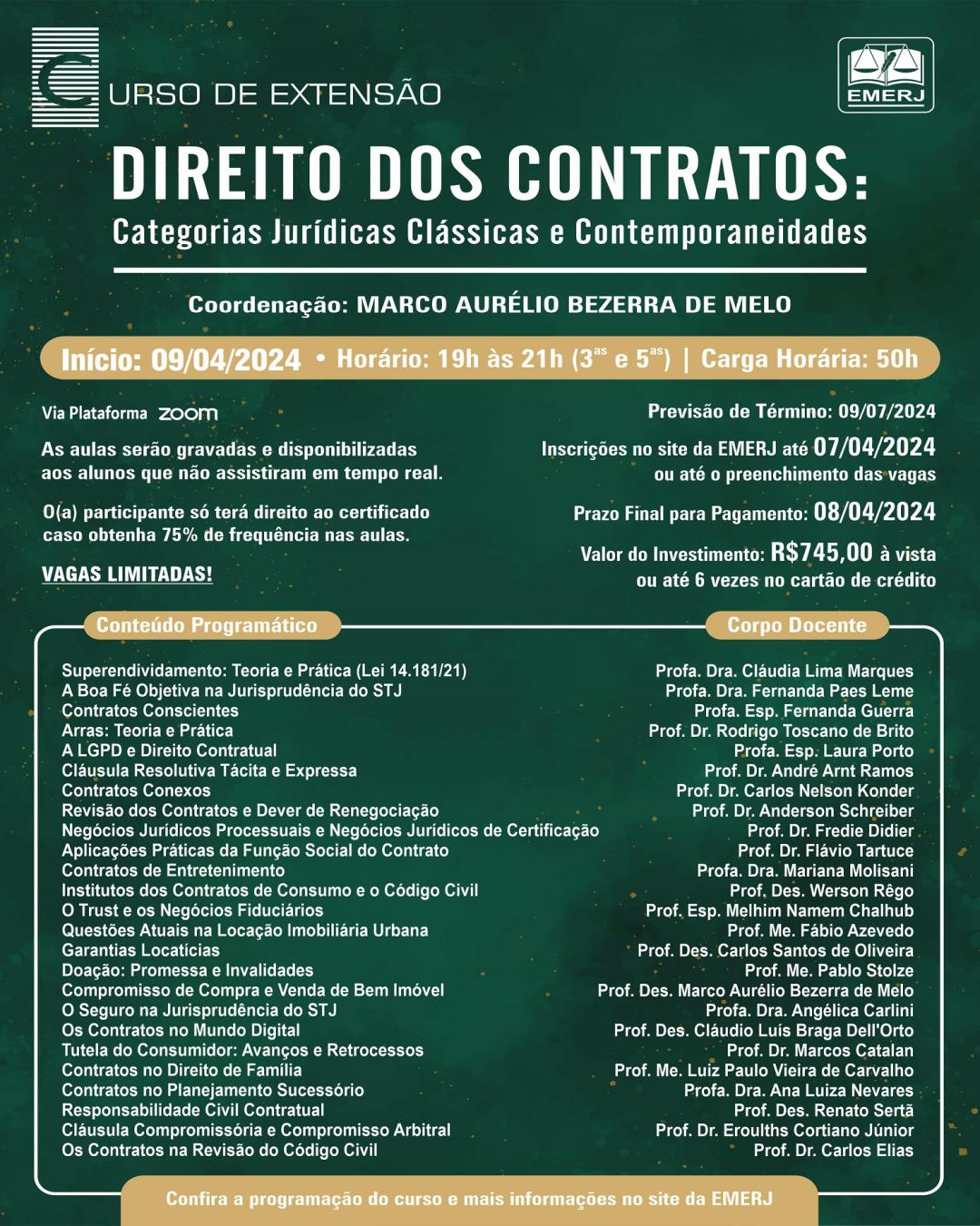 Imagem do banner principal do curso - Direito dos Contratos - Categorias Jurídicas Clássicas e Contemporaneidades