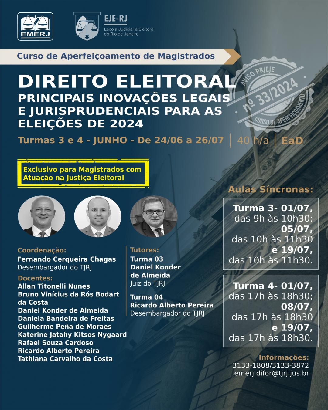 Imagem do banner principal do curso - Direito Eleitoral - Principais inovações legais e jurisprudenciais para as Eleições de 2024 - TURMA 3