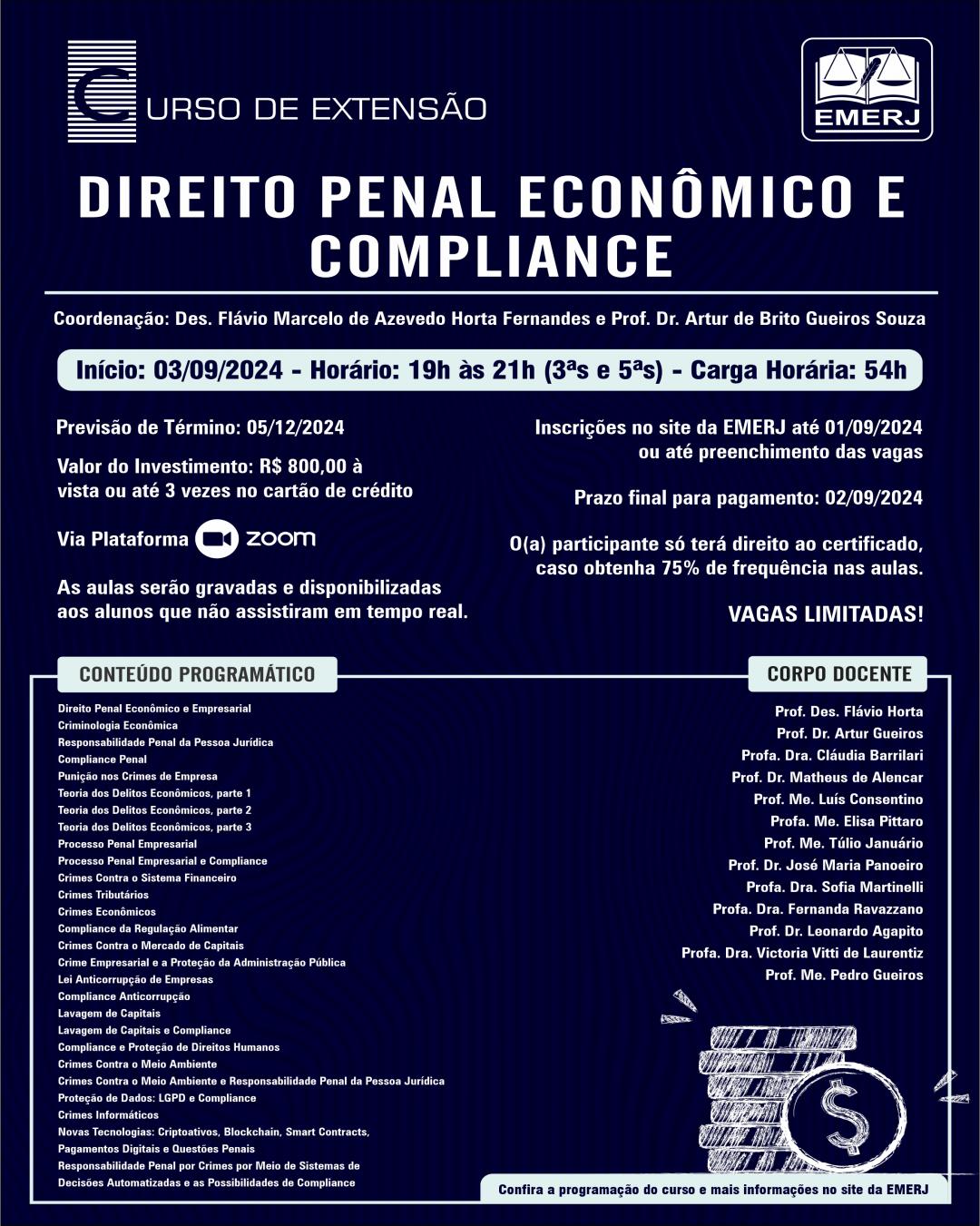 Imagem do banner principal do curso - Direito Penal Econômico e Compliance