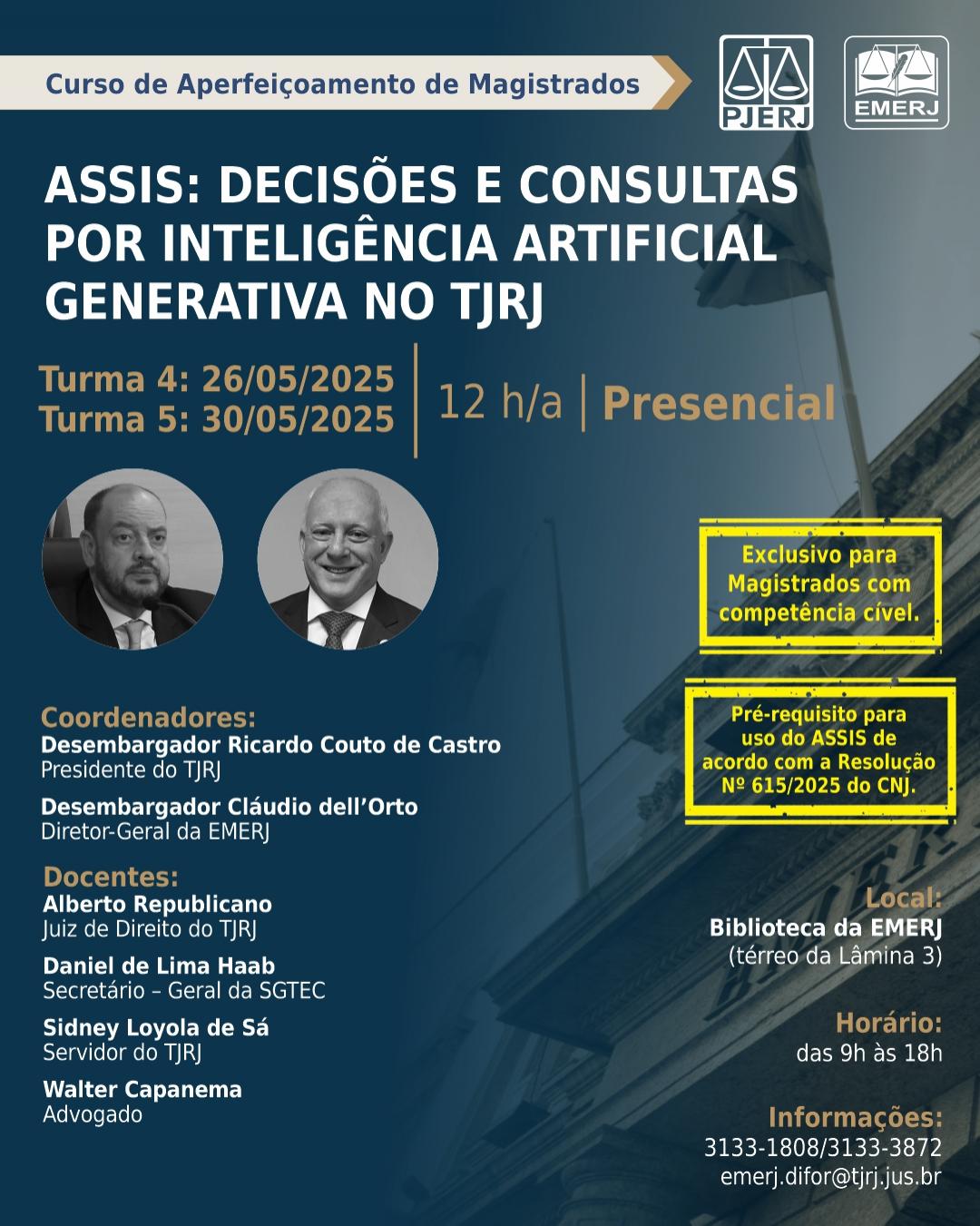 Imagem do banner principal do curso - ASSIS: Decisões e Consultas por Inteligência Artificial Generativa no TJRJ – Turma 5