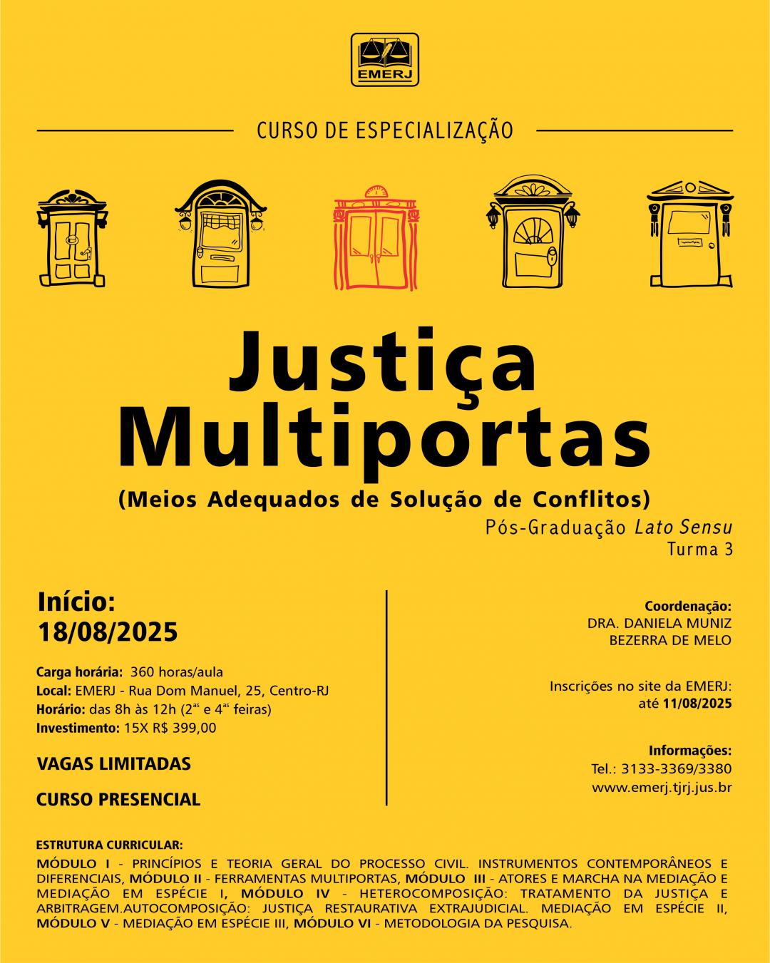 Imagem do banner principal do curso - Curso de Especialização em Justiça Multiportas - Turma 3