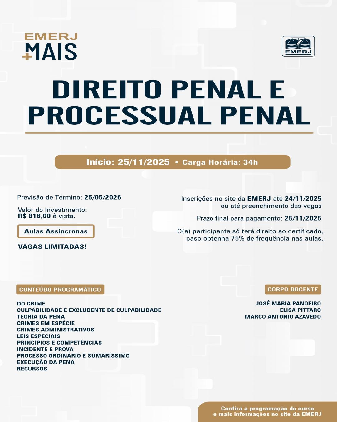 Imagem do banner principal do curso - Direito Penal e Processual Penal