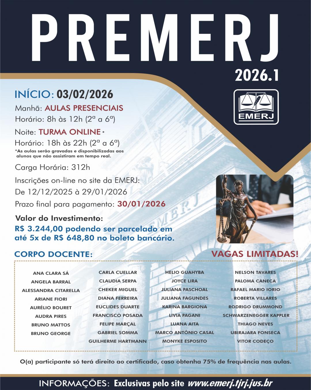 Imagem do banner principal do curso - PREMERJ 2026.1