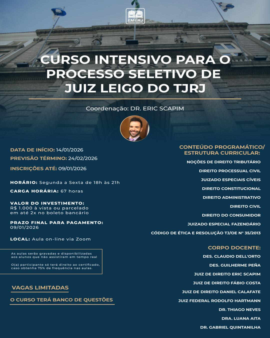Imagem do banner principal do curso - CURSO INTENSIVO PARA O PROCESSO SELETIVO DE JUIZ LEIGO DO TJRJ