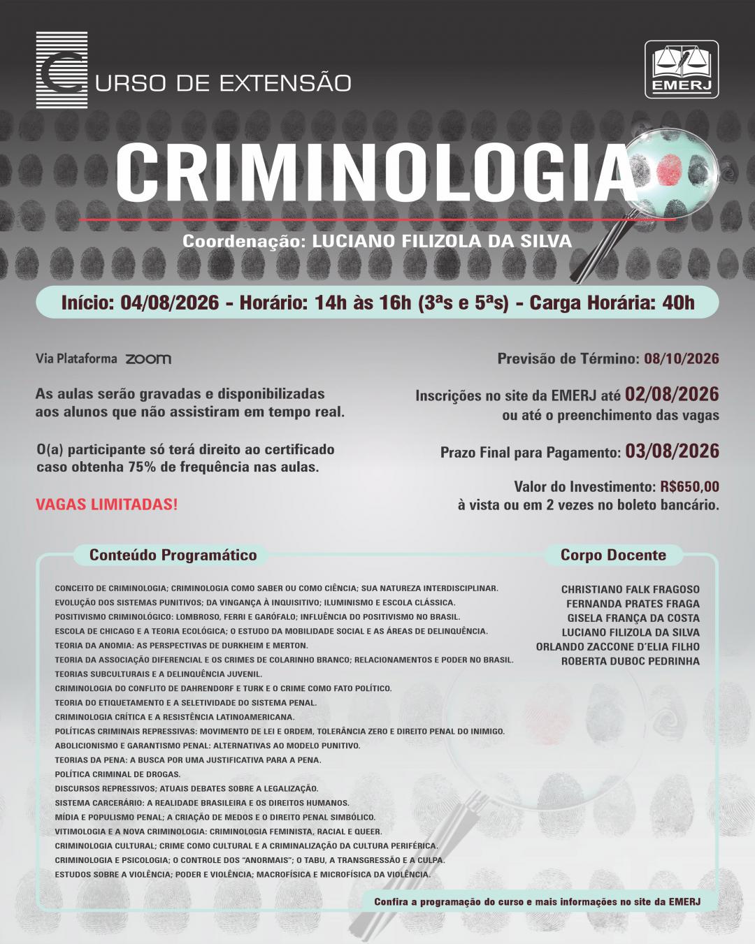 Imagem do banner principal do curso - CRIMINOLOGIA