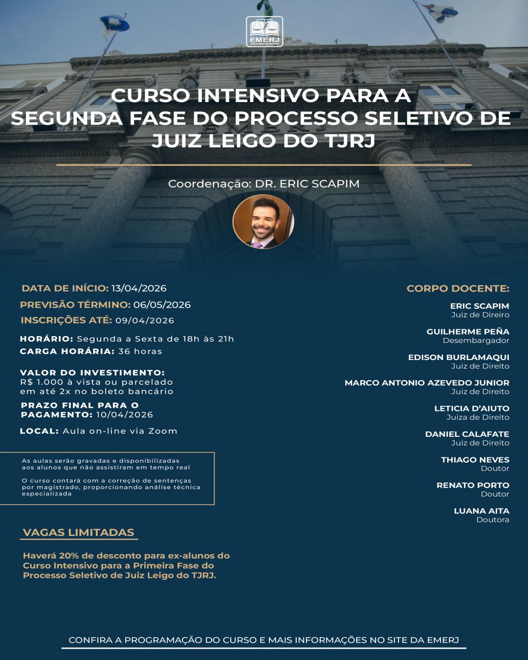 Imagem do banner principal do curso - CURSO INTENSIVO PARA A SEGUNDA FASE DO PROCESSO SELETIVO DE JUIZ LEIGO DO TJRJ