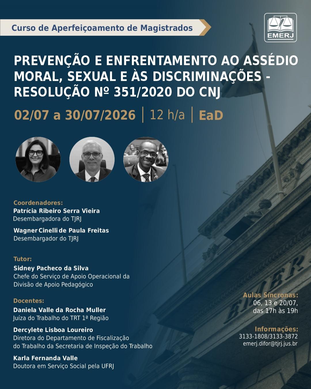 Imagem do banner principal do curso - Preven&ccedil;&atilde;o e Enfrentamento ao Ass&eacute;dio Moral, Sexual e &agrave;s Discrimina&ccedil;&otilde;es - Resolu&ccedil;&atilde;o n&deg; 351/2020 do CNJ