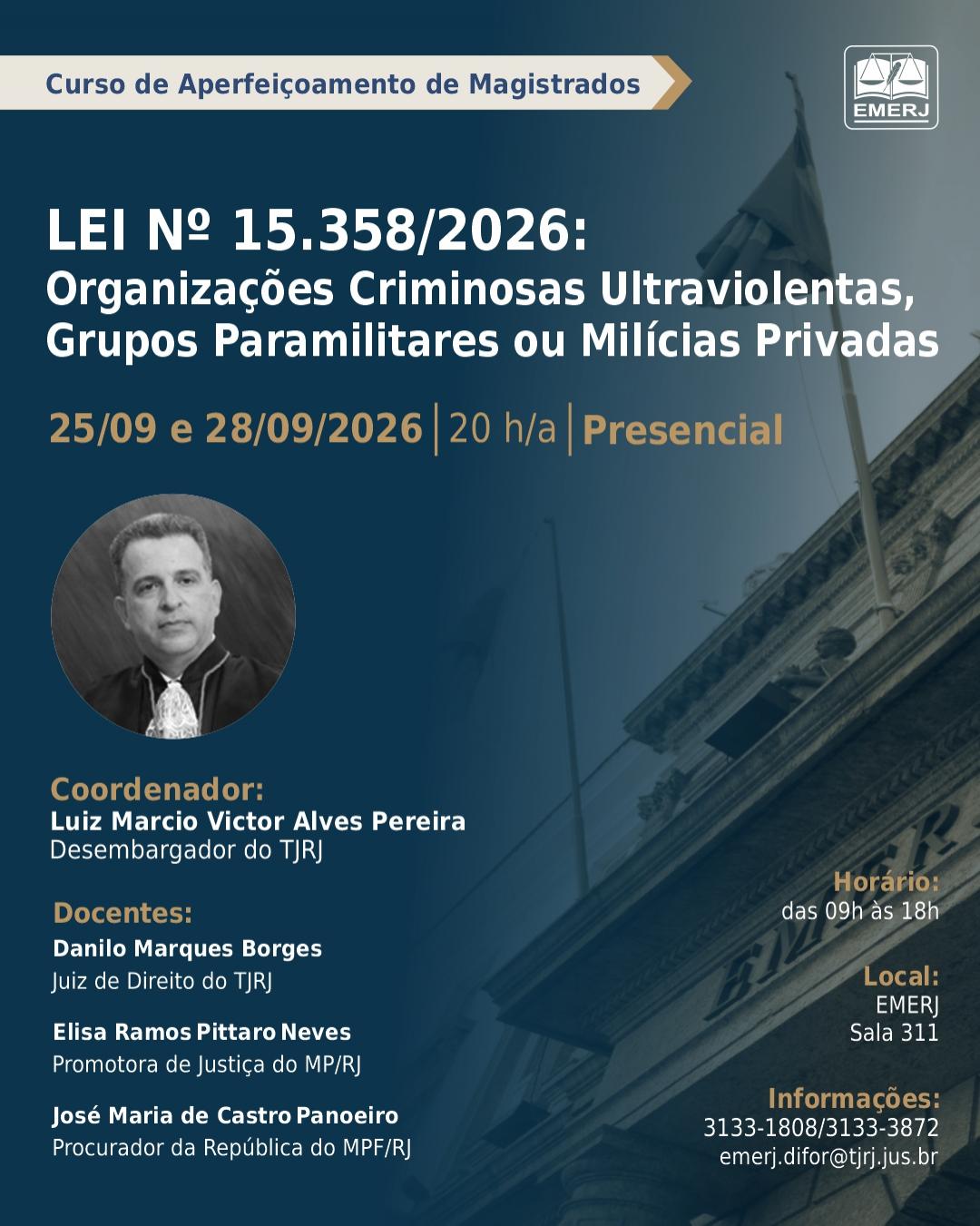 Imagem do banner principal do curso - LEI N&ordm; 15.358/2026 - Organiza&ccedil;&otilde;es Criminosas Ultraviolentas, Grupos Paramilitares ou Mil&iacute;cias Privadas