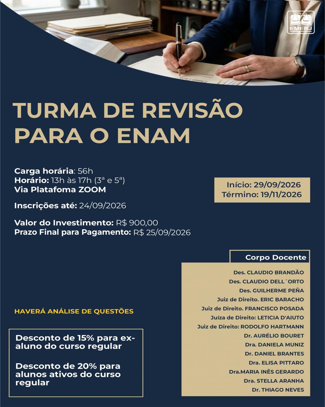 Imagem do banner principal do curso - TURMA DE REVIS&Atilde;O PARA O ENAM