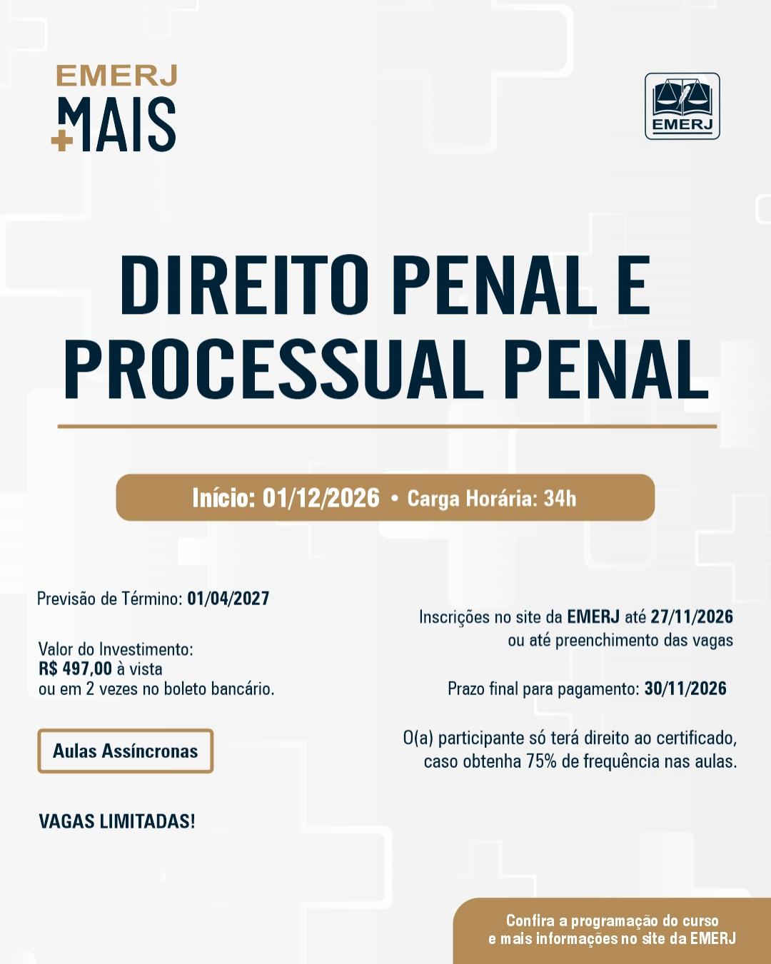 Imagem do banner principal do curso - PENAL E PROCESSUAL PENAL