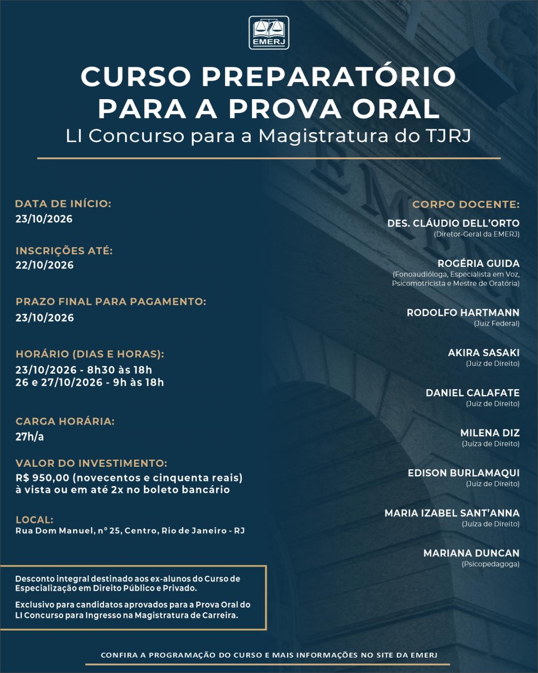 Imagem do banner principal do curso - CURSO PREPARAT&Oacute;RIO PARA PROVA ORAL - LI CONCURSO DA MAGISTRATURA DO TJRJ