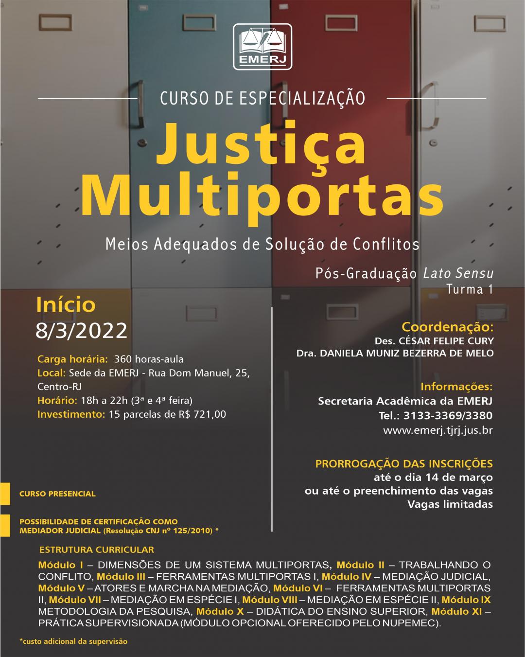 Imagem do banner principal do curso - Curso de Especialização em Justiça Multiportas 