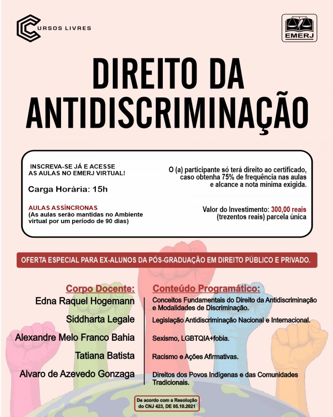 Imagem do banner principal do curso - DIREITO DA ANTIDISCRIMINAÇÃO