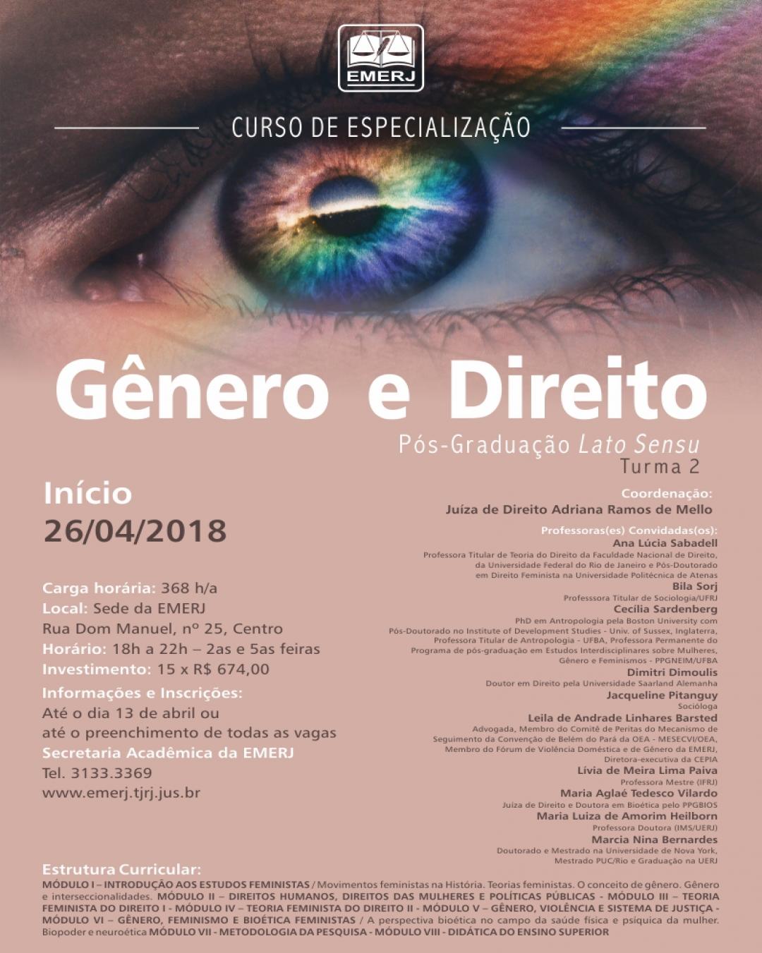 Imagem do banner principal do curso - Gênero e Direito 
