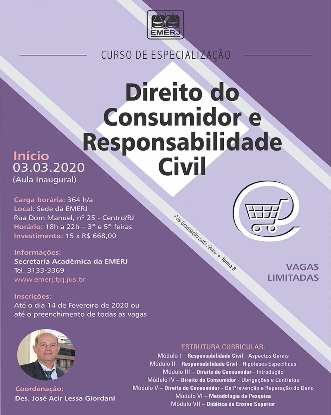 Imagem do banner principal do curso - Curso de Especialização Pós-Graduação Lato Sensu − Direito do Consumidor e Responsabilidade Civil