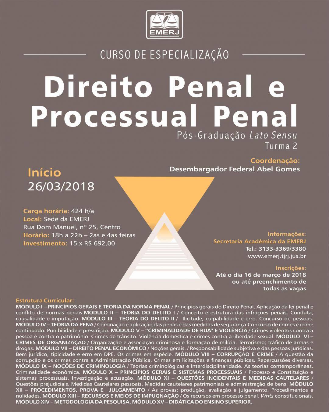 Imagem do banner principal do curso - Direito Penal e Processual Penal