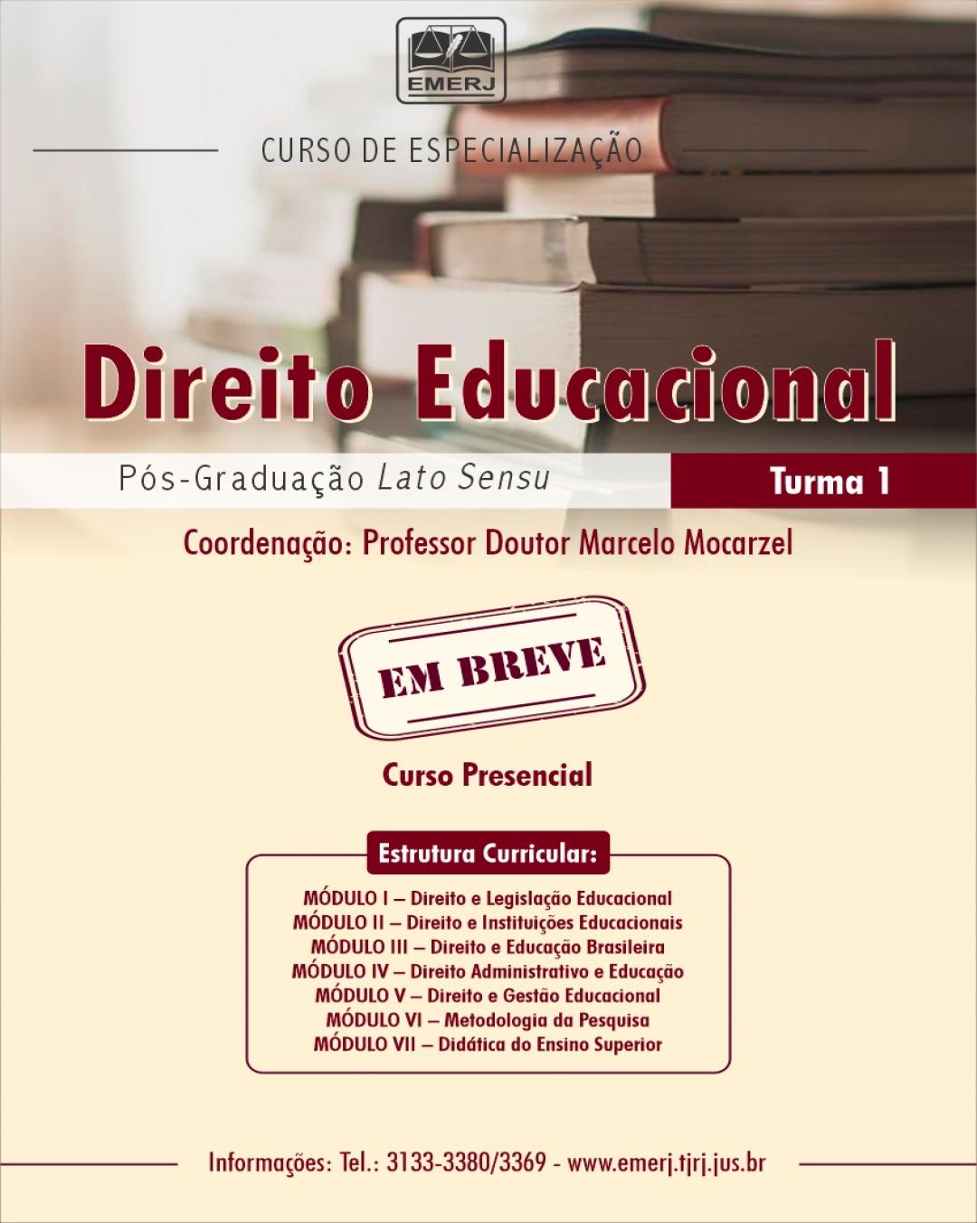 Imagem do banner principal do curso - CURSO DE ESPECIALIZAÇÃO EM DIREITO EDUCACIONAL – TURMA 1