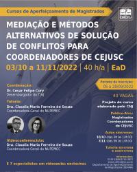 Imagem do banner principal do curso - MEDIAÇÃO E MÉTODOS ALTERNATIVOS DE SOLUÇÃO DE CONFLITOS PARA COORDENADORES DE CEJUSC