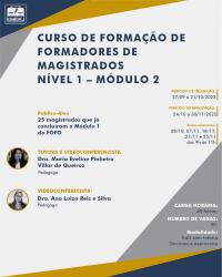 Imagem do banner principal do curso - CURSO DE FORMAÇÃO DE FORMADORES DE MAGISTRADOS NÍVEL 1 - MÓDULO 2