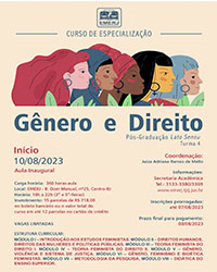 Imagem do banner principal do curso - CURSO DE ESPECIALIZAÇÃO EM GÊNERO E DIREITO – TURMA 4
