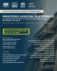 Imagem do banner principal do curso - Processo Judicial Eletrônico - Funcionamento do PJ-e em Varas Cíveis, de Família e Criminal