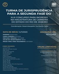 Imagem do banner principal do curso - Curso de Jurisprudência para 2ª fase do XLIX Concurso para Ingresso na Magistratura de Carreira do Estado do Rio de Janeiro