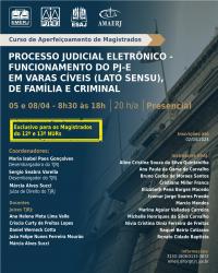 Imagem do banner principal do curso - Processo Judicial Eletrônico - Funcionamento do PJ-e em Varas Cíveis, de Família e Criminal