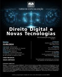 Imagem do banner principal do curso - CURSO DE ESPECIALIZAÇÃO EM DIREITO DIGITAL E NOVAS TECNOLOGIAS – TURMA 1