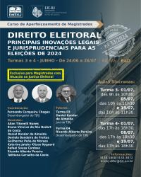 Imagem do banner principal do curso - Direito Eleitoral - Principais inovações legais e jurisprudenciais para as Eleições de 2024 - TURMA 4