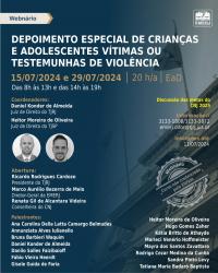 Imagem do banner principal do curso - Webnário Depoimento Especial de Crianças e Adolescentes Vítimas ou Testemunhas de Violência