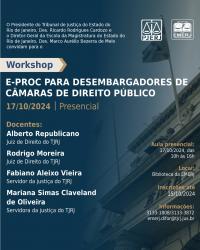 Imagem do banner principal do curso - Workshop - E-proc para Desembargadores de Câmara de Direito Público