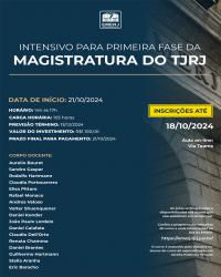 Imagem do banner principal do curso - INTENSIVO PARA PRIMEIRA FASE DA MAGISTRATURA DO TJRJ