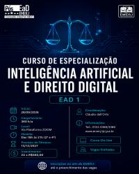 Imagem do banner principal do curso - CURSO DE ESPECIALIZA&Ccedil;&Atilde;O EM INTELIG&Ecirc;NCIA ARTIFICIAL E DIREITO DIGITAL &ndash; EAD 1