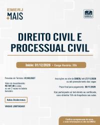 Imagem do banner principal do curso - EMERJ MAIS &ndash; DIREITO CIVIL E PROCESSUAL CIVIL