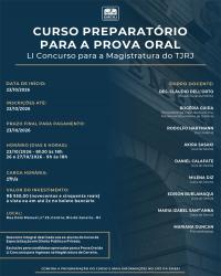 Imagem do banner principal do curso - CURSO PREPARAT&Oacute;RIO PARA PROVA ORAL - LI CONCURSO DA MAGISTRATURA DO TJRJ