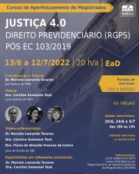 Imagem do banner principal do curso - “Justiça 4.0 - Direito Previdenciário (RGPS) Pós EC 103/2019”