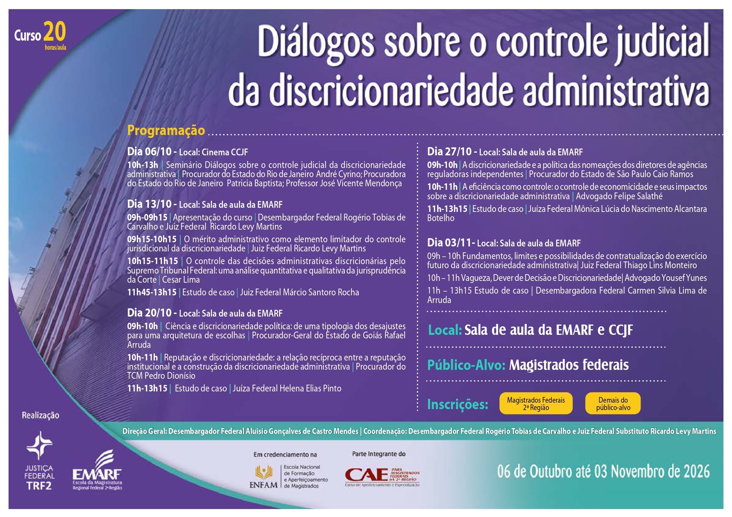 Imagem do banner principal do evento externo - Di&aacute;logos sobre o controle judicial da discricionariedade administrativa