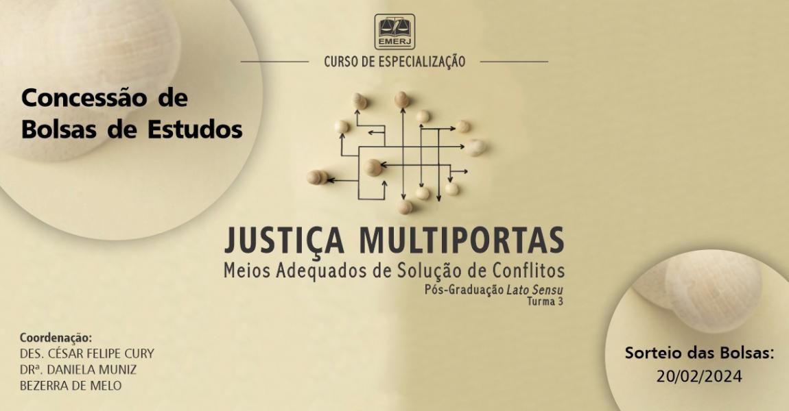 Imagem da notícia - EMERJ publica edital para concessão de bolsa de estudos para Curso de Especialização em “Justiça Multiportas"