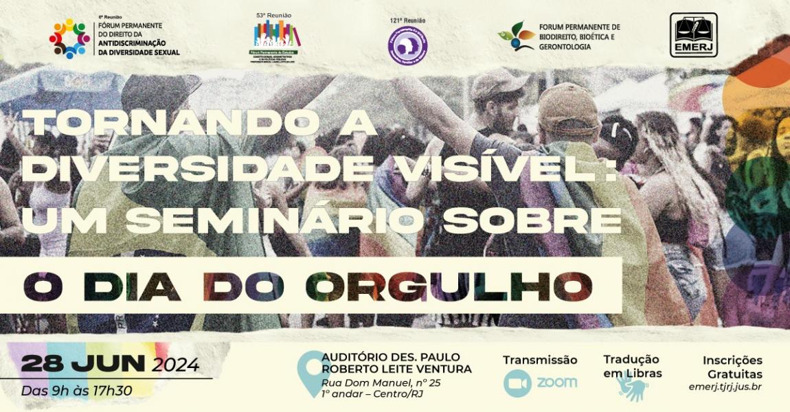 Foto: cartaz sobre reunião promovida em conjunto por quatro Fóruns Permanentes da EMERJ.
