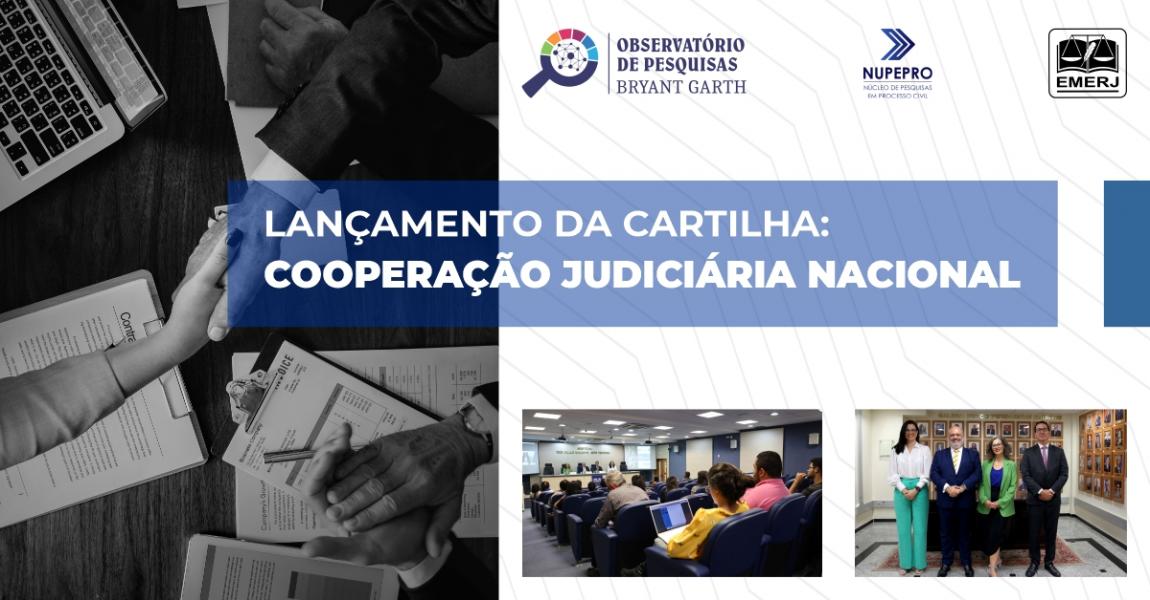 Foto: desembargador Alexandre Freitas Câmara, presidente do NUCOOP/TJRJ e coordenador do NUPEPRO, acompanhado dos palestrantes do encontro.