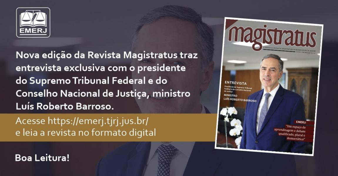 Foto: cartaz com informações sobre a 9ª edição da Revista Magistratus.