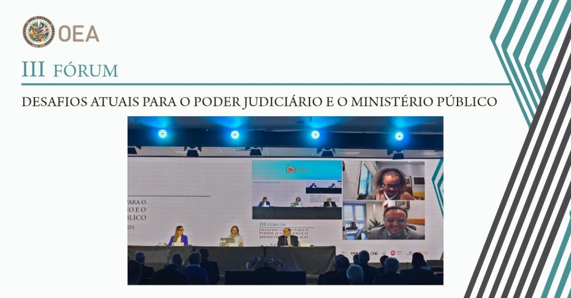 Foto: diretor-geral da EMERJ, desembargador Marco Aurélio Bezerra de Melo, durante palestra no Fórum da OEA.