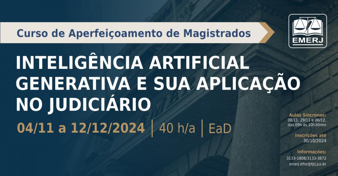 Foto: Cartaz com informações sobre o curso “Inteligência artificial generativa e sua aplicação no Judiciário”