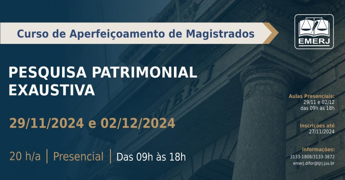 Foto: cartaz com informações do curso de capacitação “Pesquisa Patrimonial Exaustiva”.