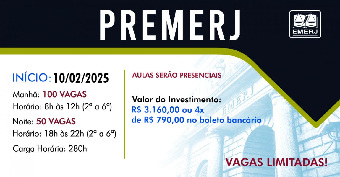 Foto: cartaz com informações sobre as inscrições para o PREMERJ 2025.1.