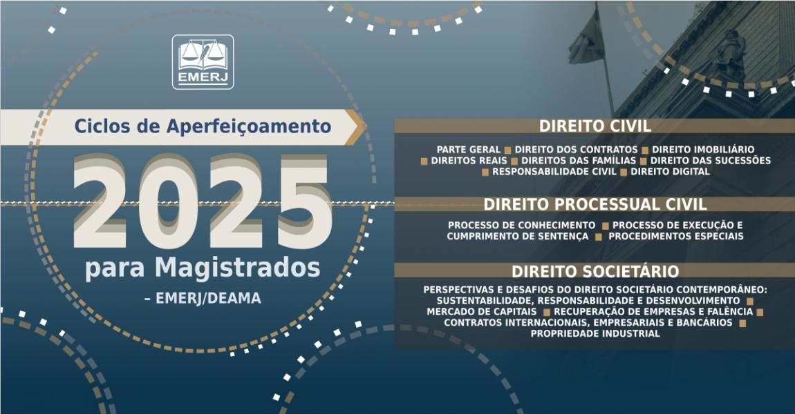 Foto: Cartaz com informações sobre Ciclos de Aperfeiçoamento 2025 para magistrados.