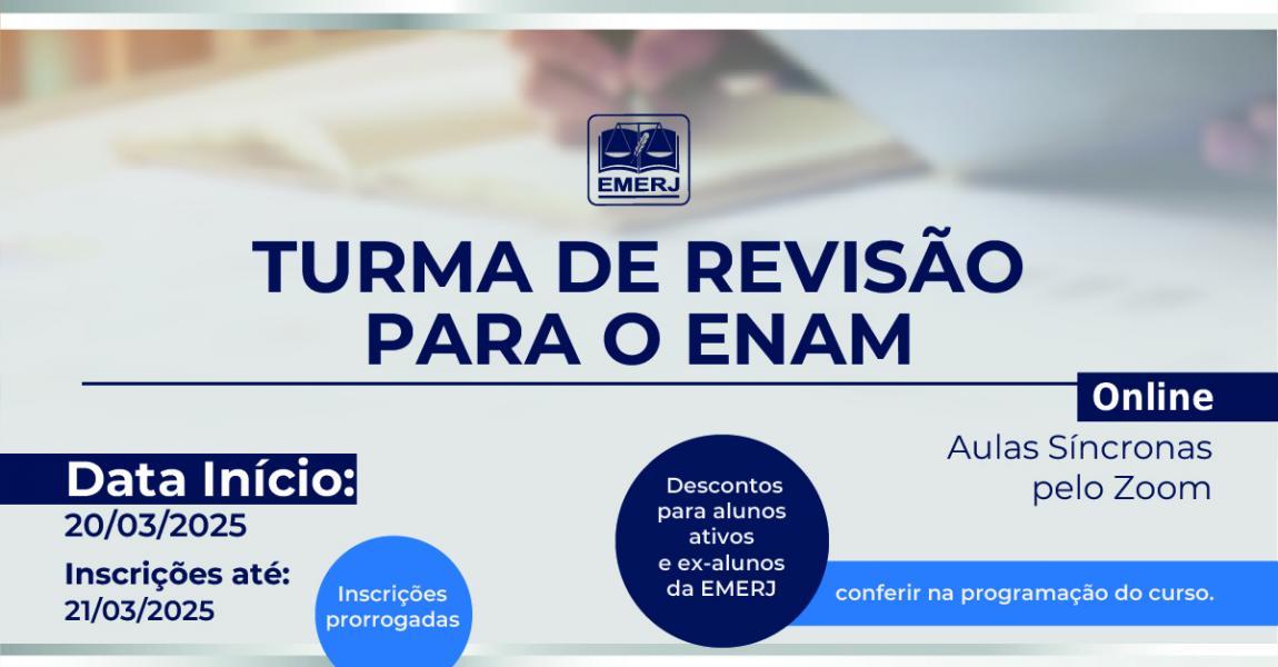 Imagem da notícia - Curso de revisão para o Exame Nacional da Magistratura (ENAM) está com inscrições abertas