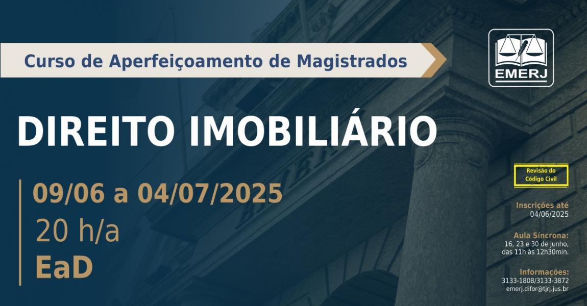 Foto: cartaz com informações da formação continuada Direito Imobiliário